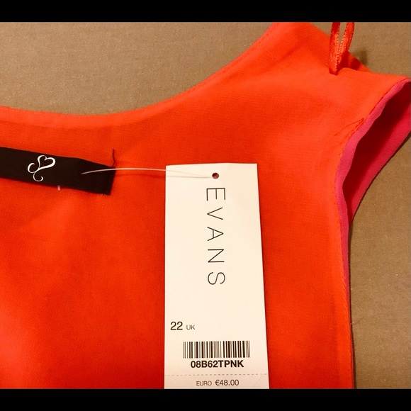 BNWT layered chiffon top, two sheer tone sheer layers, lined, asymmetrical hem - Picture 5 of 8